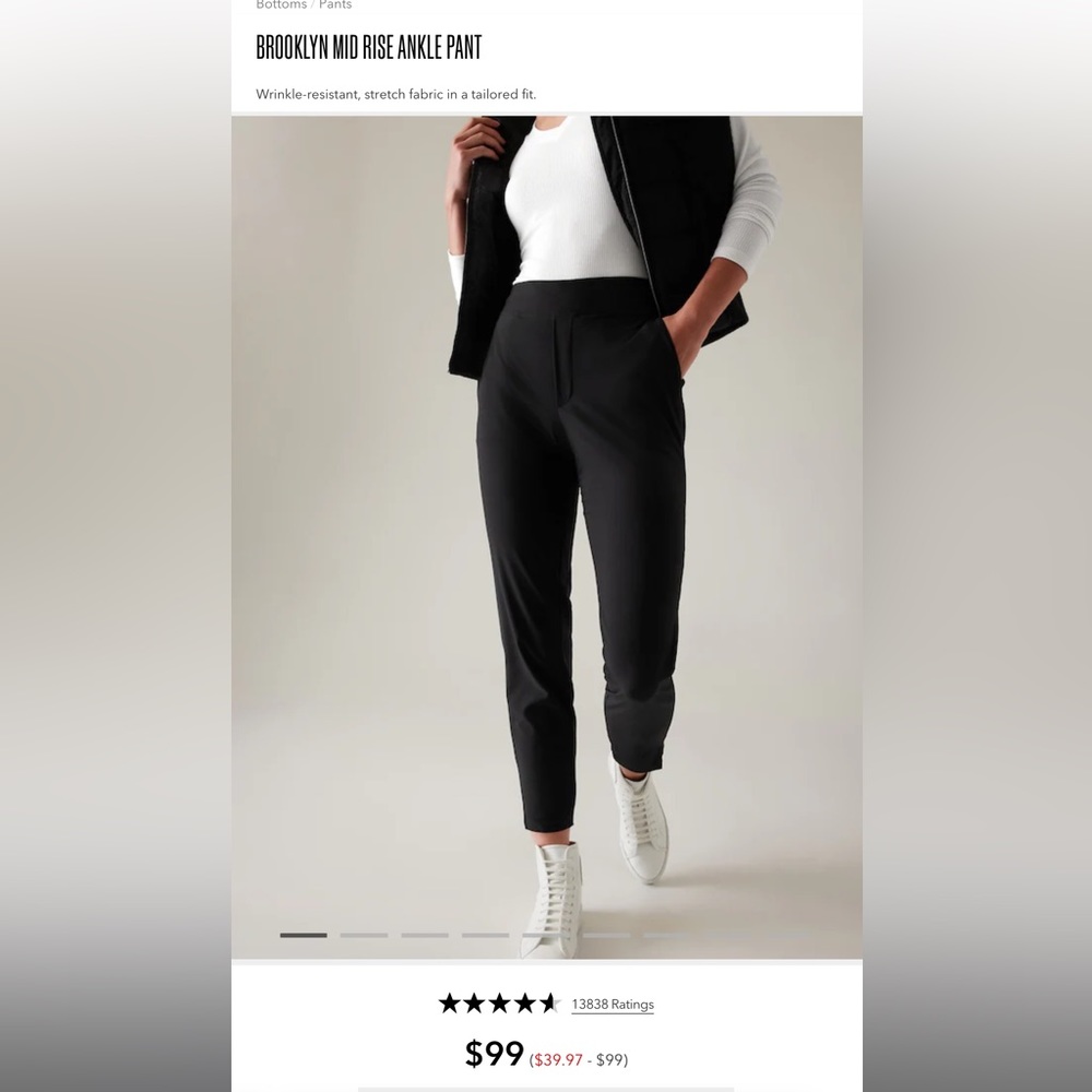 Athleta Brooklyn mid rise ankle pants black